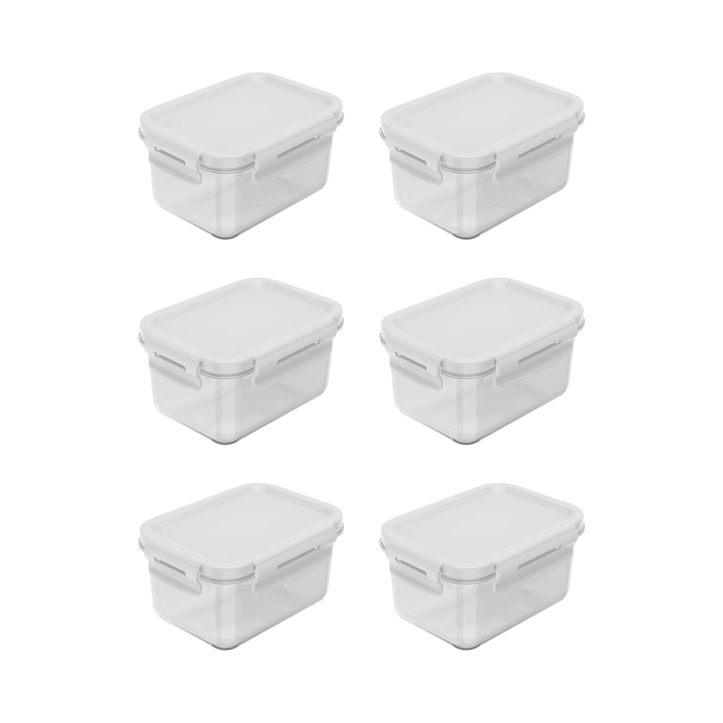 Kit de potes organizadores de geladeira retangular Ou 6 peças 560ml Linha Click - Ou
