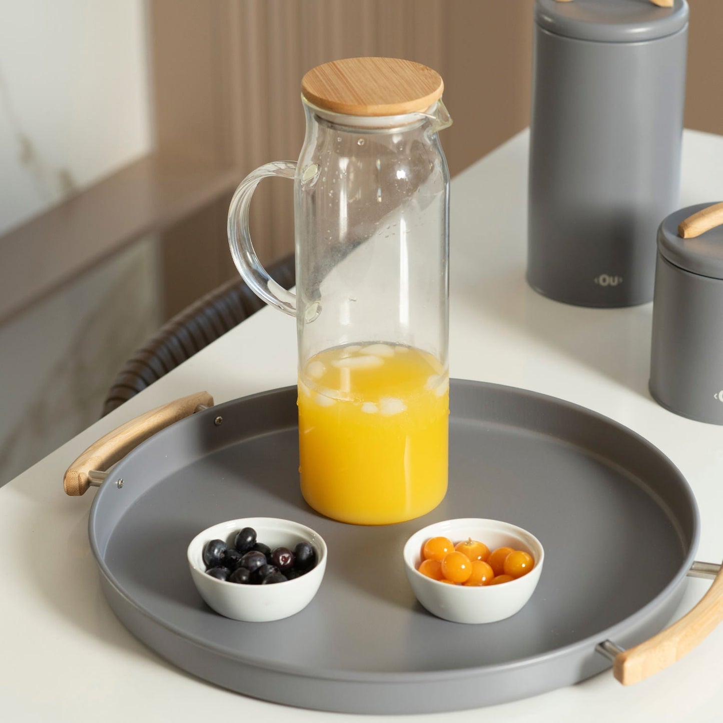 Kit Jarra de Vidro Com Tampa de Bambu Ou 2 Peças Linha Sense - Ou