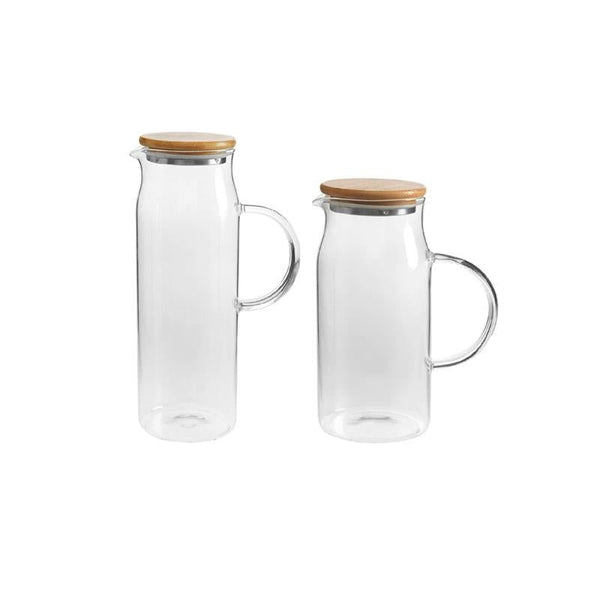 Kit Jarra de Vidro Com Tampa de Bambu Ou 2 Peças Linha Sense - Ou