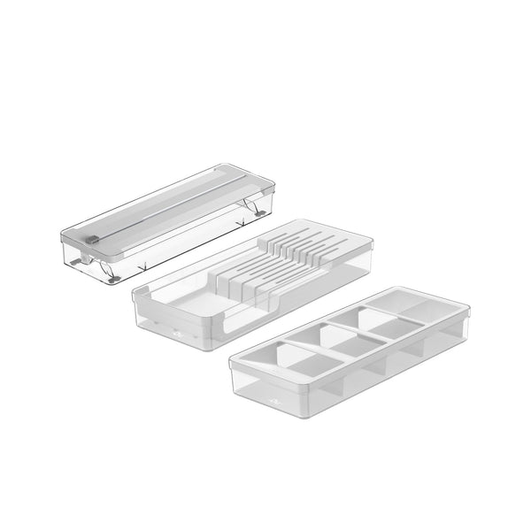 Kit organizador de gavetas Ou 3 peças Linha Clear