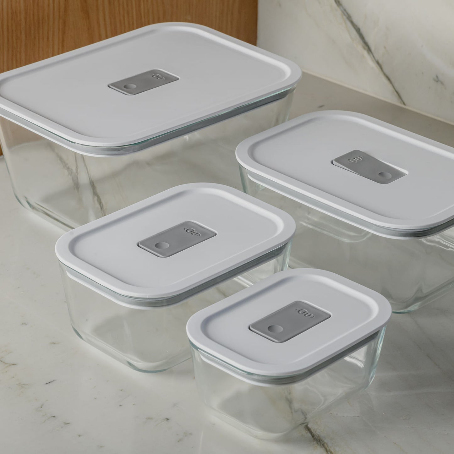 Kit de Potes de Vidro Hermético Ou 4 Peças Linha Fresh Lock