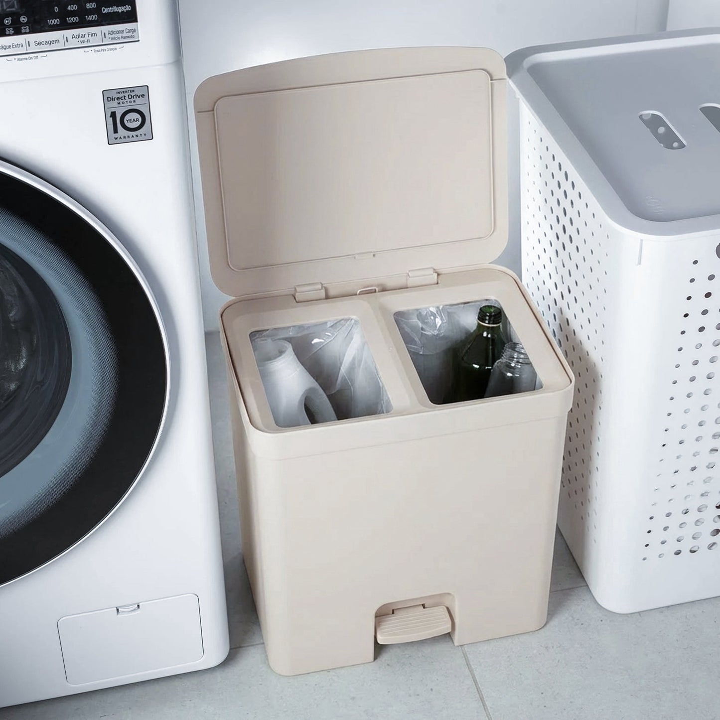 Lixeira de pedal com duplo compartimento Ou 20L Linha Trium - Ou