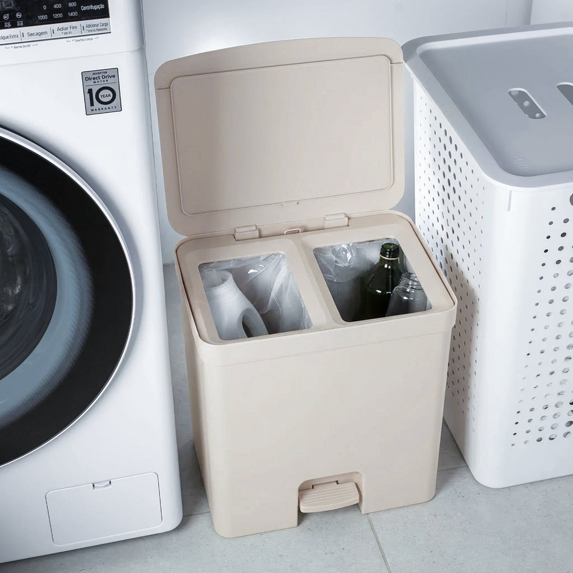 Lixeira de pedal com duplo compartimento Ou 20L Linha Trium - Ou