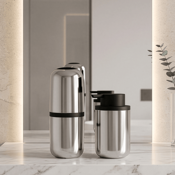 Porta Sabonete Líquido Ou Linha Bold Cromo - Ou