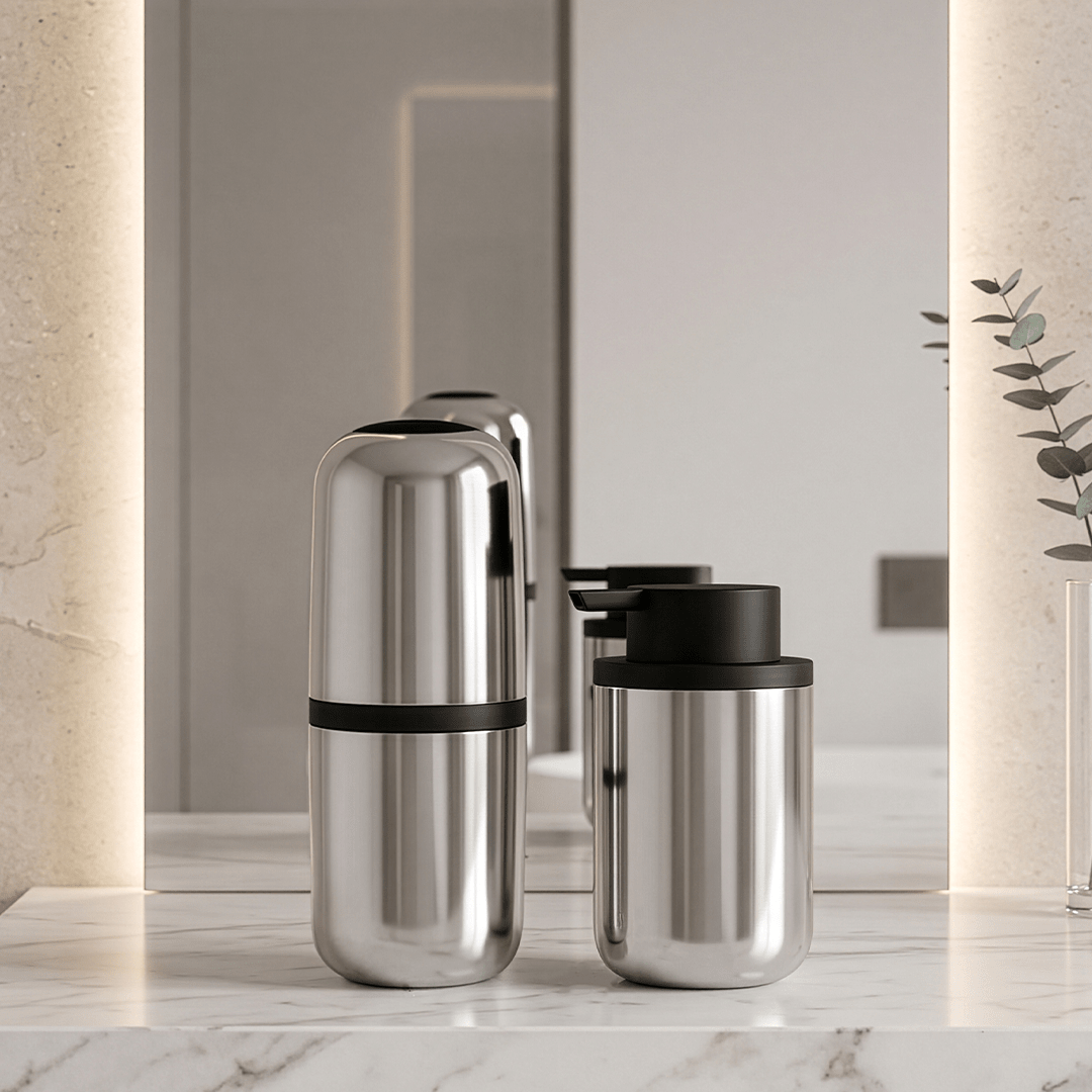 Porta Sabonete Líquido Ou Linha Bold Cromo - Ou